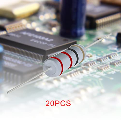 Aopin 22 Ohm Metal Oxide Film Resistor, ±5% Tolerance High-Accuracy 5 Watt Resistor for Electronic Circuit, Alternative Resistance for DIY Projects & Experiments 20 Pcs