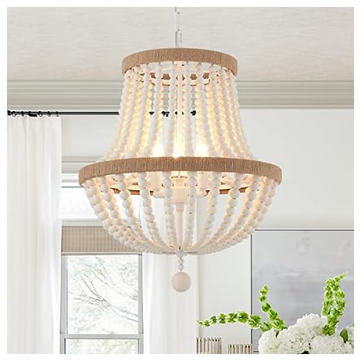 VANZARLA 3-Light Bohemia Chandelier Farmhouse, Boho Pendant Light Fixture Wood Bead Accent, Antique Rustic Hanging Light Fixture for Kitchen Island Hallway Entryway Bedroom Nursery Dining Room Foyer