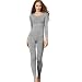 Liang Rou Women's Scoop Neck Stretch Top & Bottom Thin Underwear Set Grey S XS-S (0 2 4 6) 1 Set Grey
