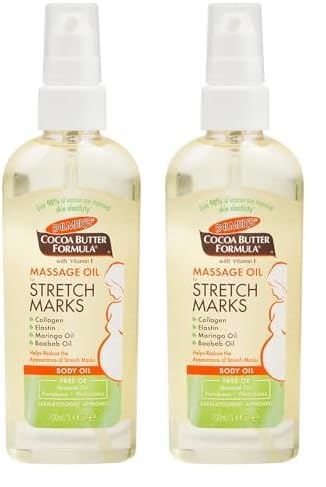 Palmer's Cocoa Butter Formula Massage Oil for Stretch Marks and Pregnancy Skincare, 3.4 Ounces (Pack of 2)
