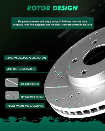 Image of SCITOO Front 11.41 inch Brake Pads and Rotors Kits Brakes Kits:31389;D855-7910