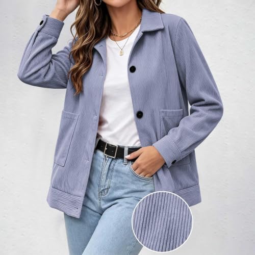 Womens Corduroy Jacket Button Down Shirt Long Sleeve Cropped Cardigans - image 4