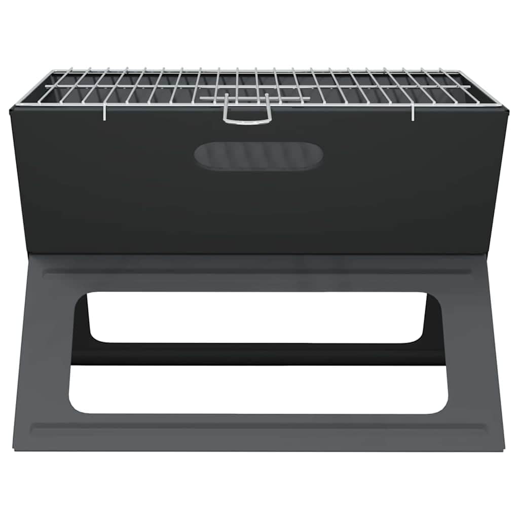 Grill outdoorowy, czarny, ze stali, 46 x 31 x 31 cm, kompaktowy, przenośny grill na taras, balkon, kemping, o wydajnym rozmiarze i wytrzymałym materiale, do grillowania bez dymu