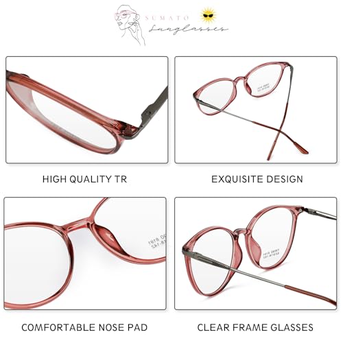 Image of Sumato Blue Light Blocking Glasses for Men and Women, Round Frame with Non-prescription Clear Lenses Eyewear Eyeglasses
