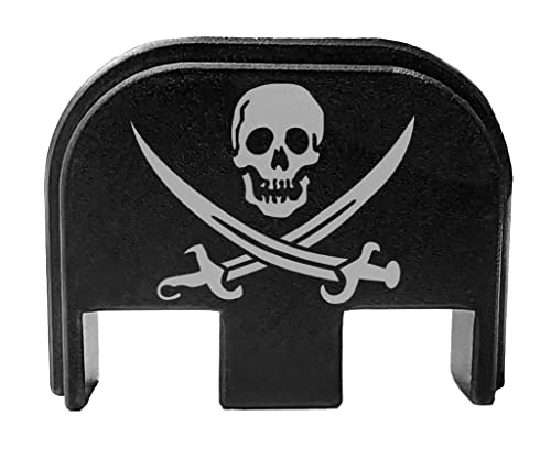 Bastion laser engraved rear cover slide back plate for Glock 17 19 21 22 23 24 26 27 29 30 31 32 33 34 35 36 37 38 39 40 41 gen 1-4 butt plate, does not fit Glock 42 and 43 Models - Pirate Swords