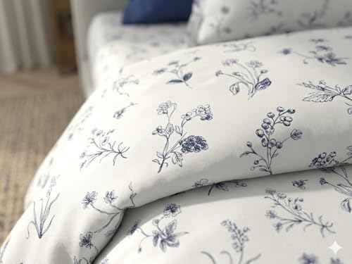 Image of Bombay Dyeing 180TC Vintage 100% Cotton One King Size 274x274Cm Bedsheet with 2 Pillow Cover Size 46x69 Cm (7964BLUE)