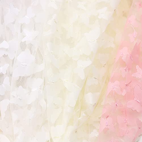 URROMA 1 Yard Embroidery Butterfly Lace Fabric - Image 3