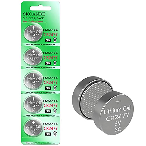 5-Pack 2477 3V Lithium Button Coin Cell CR2477 Batteries by SKOANBE