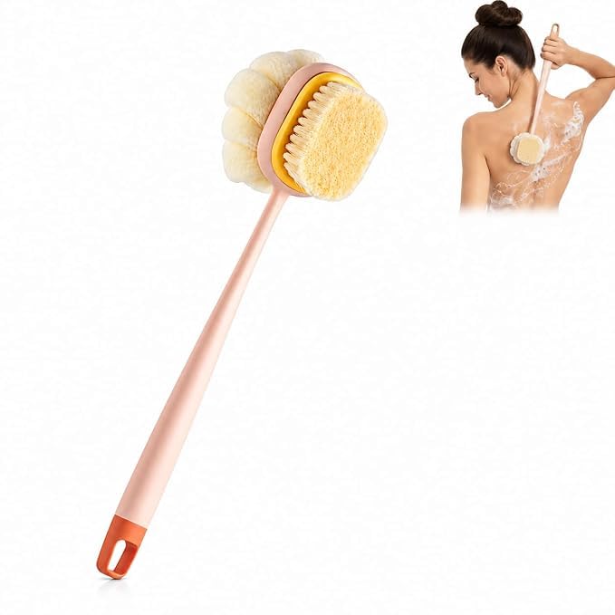 2-in-1 Body Bathing Brush with Soft Bristle with Long Handle Dirt_Removal Back Scrubber | BPA-Free | for Men and Women (Multi Color)-picture-40