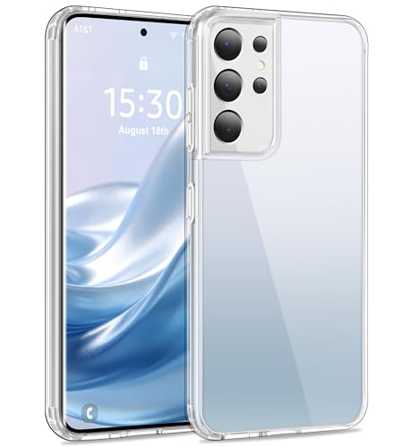 Image of USLAI Case for Samsung Galaxy S21 Ultra 5G, Anti-Yellowing, Crystal Clear Back, Shockproof & Military‑Grade Drop Protection - Transparent