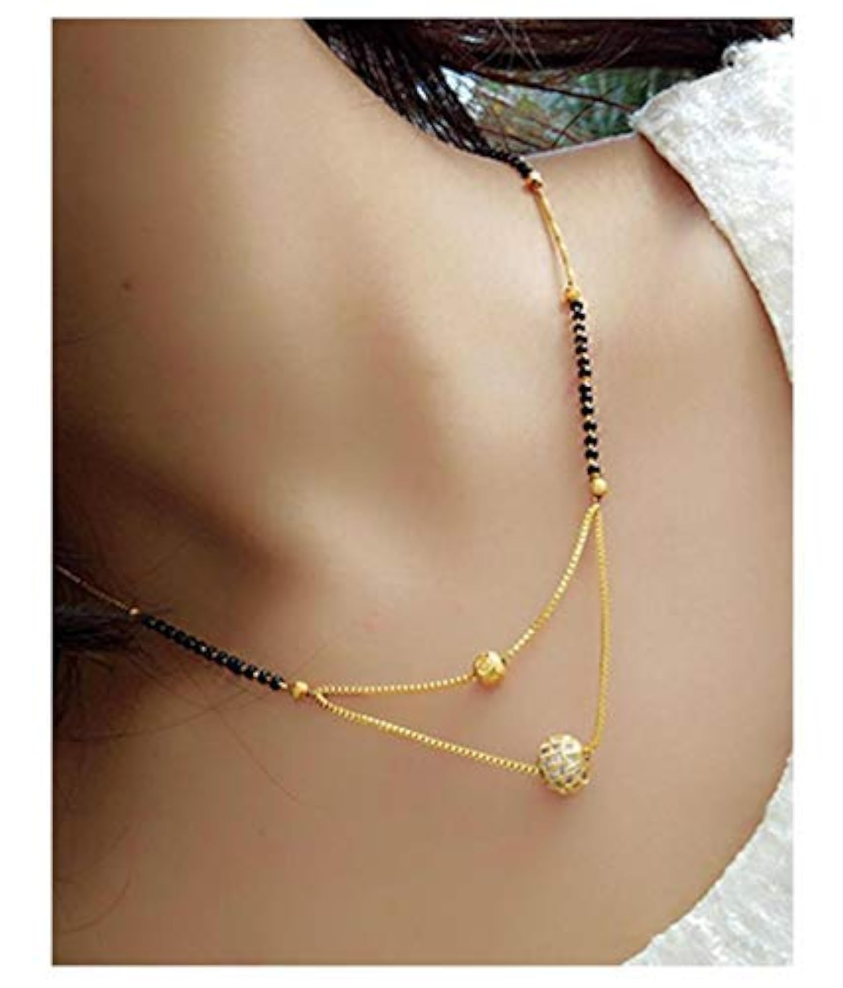 Women's Gold Double Ball Mangalsutra, Traditional Design