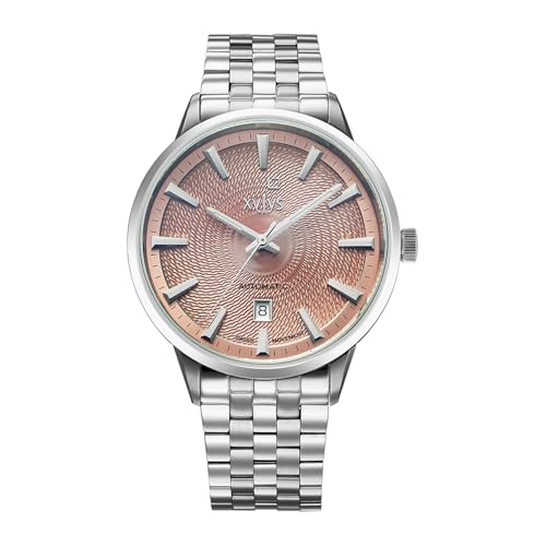 Image of Xylys Waltz-G with Analog with Date Automatic Champagne Dial Silver Leather Strap Watch for Men - 40060SM01E