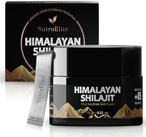 NutroElite Pure Gold-grade Sundried Himalayan Shilajit Resin - 100% Natural, Authentic & Organic - Energy, Vitality & Wellness Supplement - Lab Tested for Safety