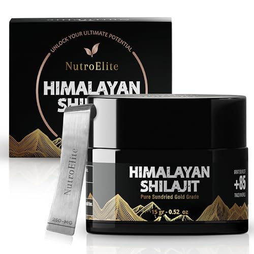 NutroElite Pure Gold-Grade Sundried Himalayan Shilajit Resin - 100% Natural, Authentic & Organic - Energy, Vitality & Wellness Supplement - Lab Tested for Safety