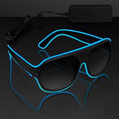 Light Up Sunglasses Aviator Blue EL Wire Neon LED Flashing Sunglasses