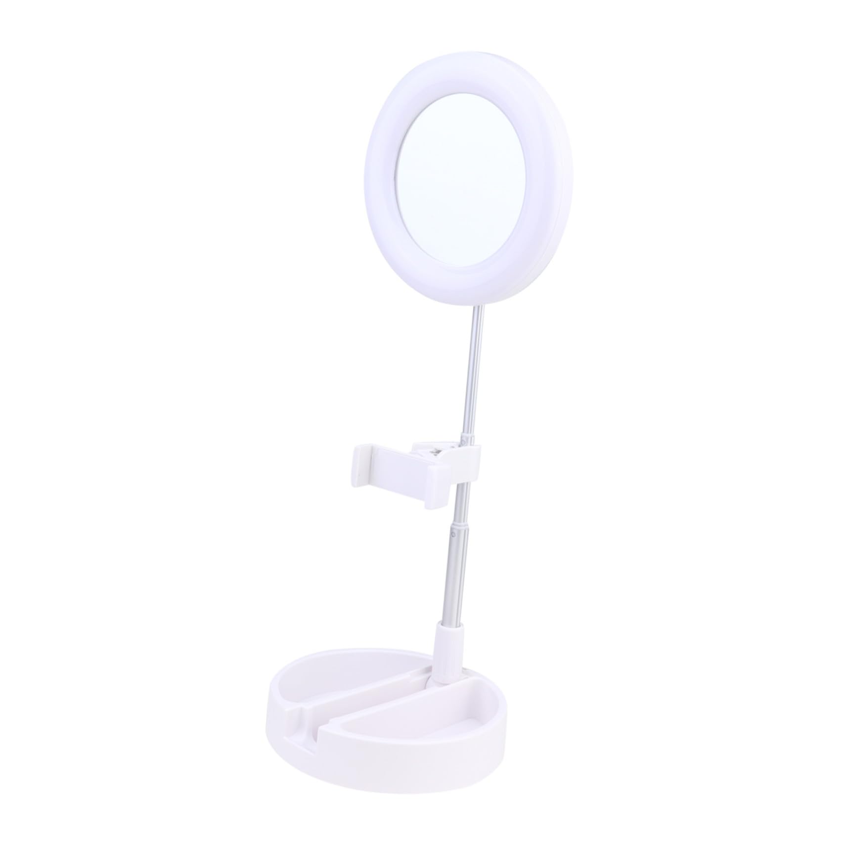 SHINEOFI Luce ad Anello per Selfie LED Lampada per Trucco con Supporto per Cellulare Luce LED Regolabile Lampada da Tavolo per Bellezza e Fotografia Bianco