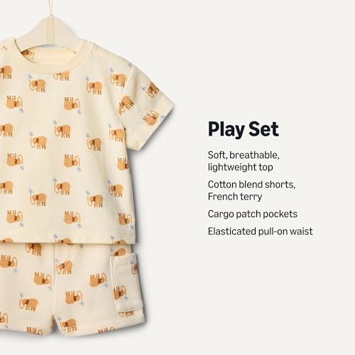 Image of Amazon Essentials x Sofia Grainge Babies, Toddlers, and Boys' T-Shirt and Short Play Set, Multipacks