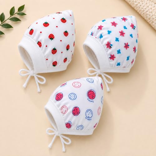 Image of New Born Baby Girls & Boys Hosiery Cotton Double Layer Knot Caps Set Infant Hat Toppi Unisex Baby Kan Topi Pack of 3