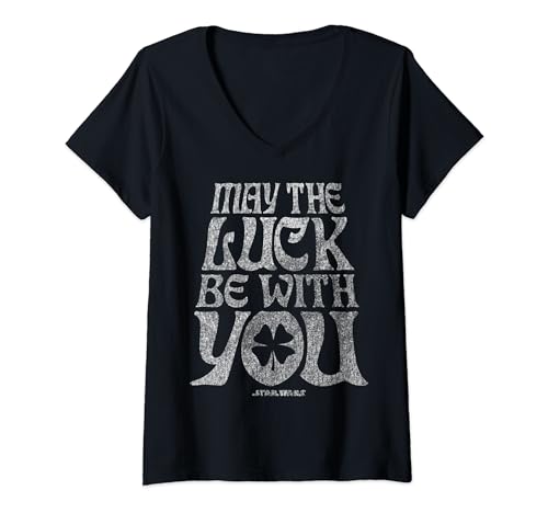 T-shirt Star Wars col V pour femme arborant May The Luck Be With You