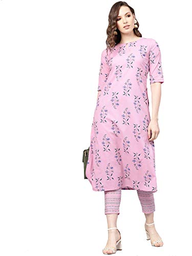 Image of GoSriKi Women's Cotton Straight Printed Kurta with Pant