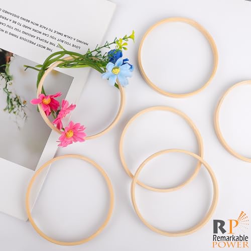Image of RP Remarkable Power, 12 Pack 4 Inch Bamboo Floral Hoop Mini Wreath Frames Embroidery Rings for DIY Dream Catcher Crafts