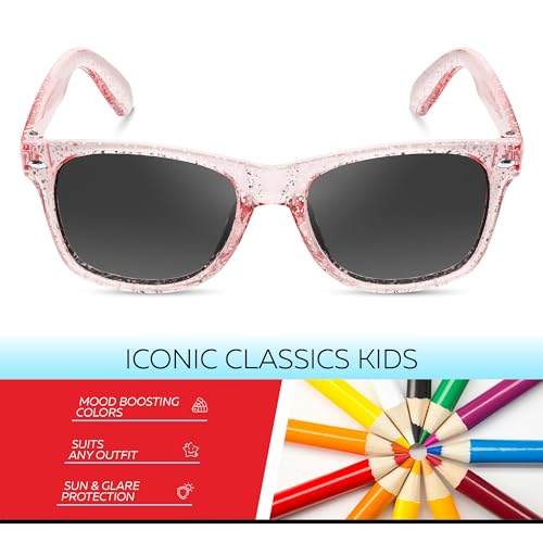 Image of Retro Rewind Kids Sunglasses for Boys Girls Age 3-12 - Shatterproof UV400 Toddler Children Sun Glasses