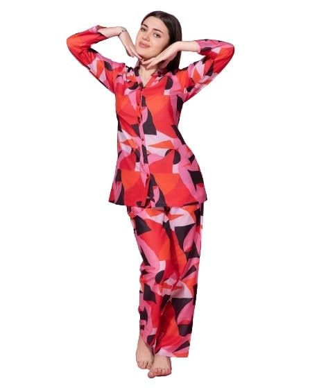 Image of STORIES OF BANNO'S SWAGGER Premium Poly Muslin Floral Co-Ord Set for Women | Soft Pajama Set | Elegant Printed Nightwear Lounge Outfit | Trendy Casual Wear Co-Ord Set