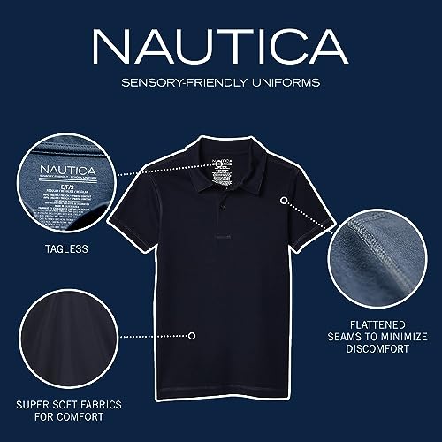 Nautica Boys' School Uniform Sensory-Friendly Short Sleeve Polo2