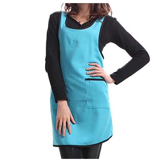 TININNA Llanura delantal bolsillo delantero para Carnicerias Cocineros Cocina Cocinar Artesania Hornear Camarero Mujeres Niñas Azul