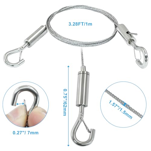 Image of 2 Pack 1m x 1.5mm Adjustable Picture Hanging Wire Kit, 3.3FT Heavy Duty Stainless Steel Wire Rope for Hanging Pictures /Artwork /Mirrors
