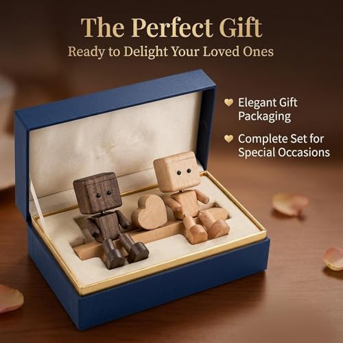 Statue de couple en bois, cadeau idéal avec parfum pour Saint-Valentin