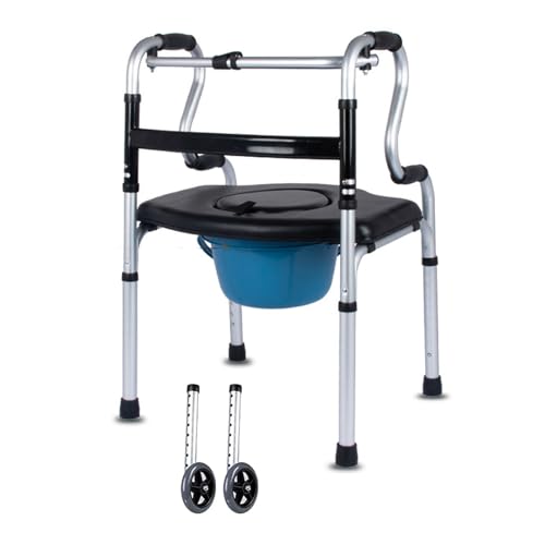 Deambulatore Ultraleggero Pieghevole,Girello Anziani Per Casa Carrello Rollatore Con Vasino,Anziani Per Camminare Deambulatore Da Interno,Deambulatore Per Anziani 2 Ruote A