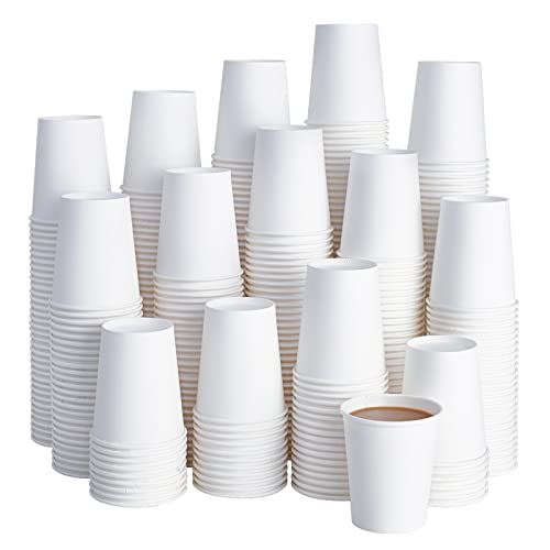 Image of LITOPAK 400 Pack 8 oz Disposable Paper Coffee Cup, Hot/Cold Beverage Drinking Cups for Water, Paper Coffee Cups, White Paper Hot Coffee Cups, Suitable for Party, Picnic, Travel, and Events