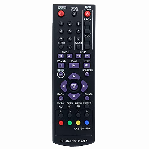 AKB73615801 - Mando a distancia de repuesto para reproductor de discos DVD Blu-ray LG BP320 BP220 BP200 BP325W BP125 BP220N BP320N BP325