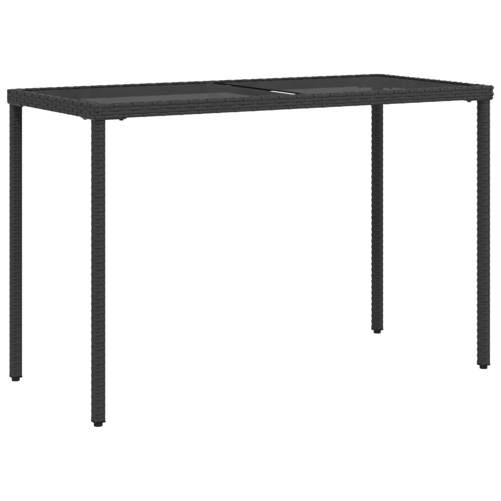 Meuble de patio moderne table à manger extérieure dessus en verre table de jardin noire