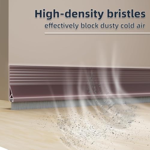 Image of Door Draft Stopper with Brush, Under Door Sweep for Exterior & Interior Doors, Weather Stripping Door Seal, Garage Window Blocker Noise Cold Air Insulation, Draft Guard (Brown(39 INCH))