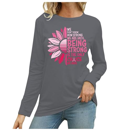 Tee shirt Octobre Rose grande taille manches longues col rond anti-frottement coupe fluide femme