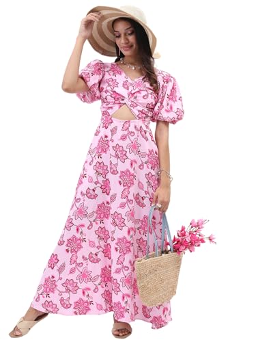 Image of Tokyo Talkies Women's Short Sleeves V-Neck Printed Dresses | Stylish| Casual