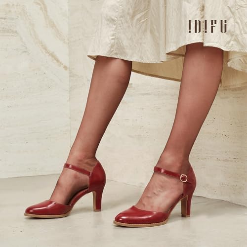 Image of IDIFU IN3 Closed Toe Chunky High Heels Comfortable Dress Shoes for Women