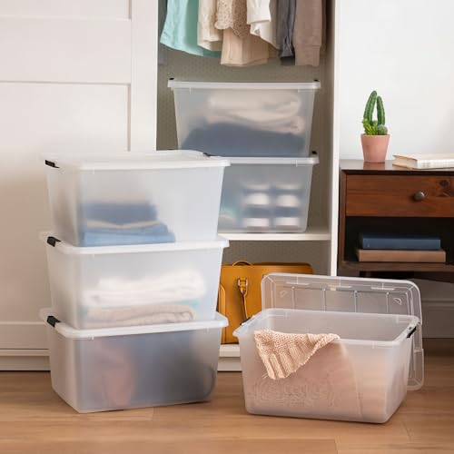 Image of IRIS USA 6-Pack High-Capacity Clip Box with Latching Lids, 32 Quart Craft Storage Bins, Art & Writing Supply Containers for Home, Office & Classroom Organization