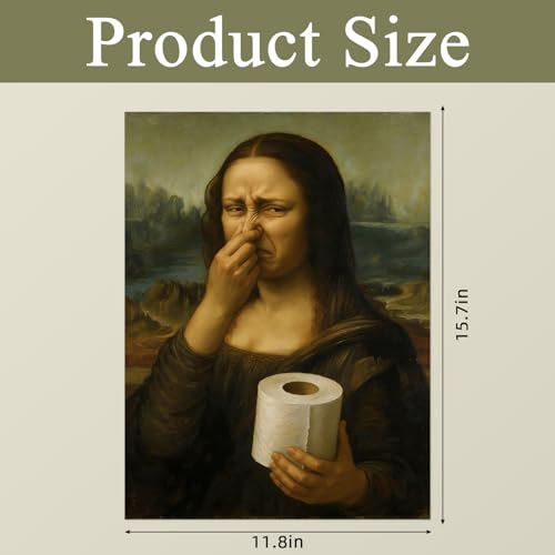CozyNuukee Funny Mona Lisa Bathroom Art Holding Her Nose, Mona Lisa Poster, Pinching Nose Wall Decor Celebrity Classical, Funny Bathroom Wall Art, Funny Bathroom Decor-UNFRAMED 12x16in