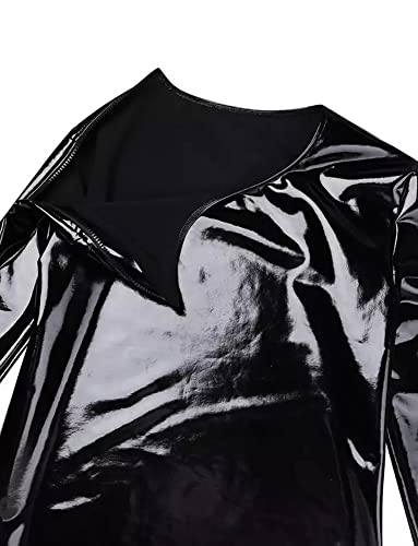 Image of Panegy Men's Liquid Shiny Leather Shirt Jacket Slim Fit Wetlook Party Nightout Club 70s /80s Disco Blouse Tshirt