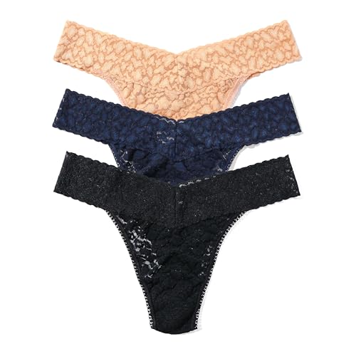 Image of hanky panky - Daily Lace Original Rise Thongs for Women 3 Pack | One Size (4-14) | Lacy thong underwear, lingerie panties