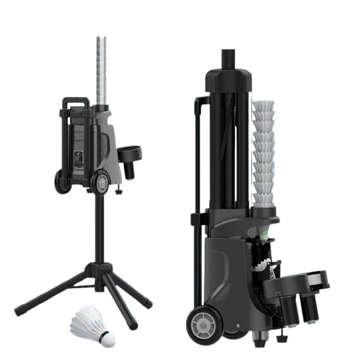 Máquina automática de servir bádminton, entrenador portátil con ruedas para práctica individual y desarrollo de habilidades, lanzador de volante de alimentación automática