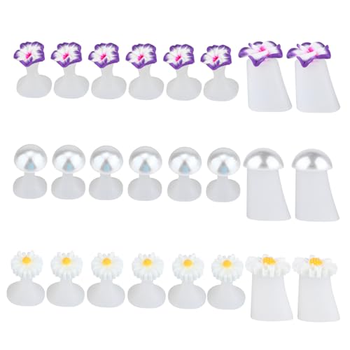 WRITWAA Silicone Toe Separators for Nail Polish 24pcs Flower Toe Separator Pearl Design for Bunions Relief