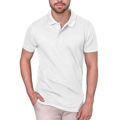 HRM Herren Heavy Stretch Polo, weiß, Gr. XL I Premium Polo Shirt Herren aus 95% Baumwolle & 5% Elasthan I Basic Polohemd bis 40°C waschbar I Hochwertige & nachhaltige Herren-Kleidung I Workwear