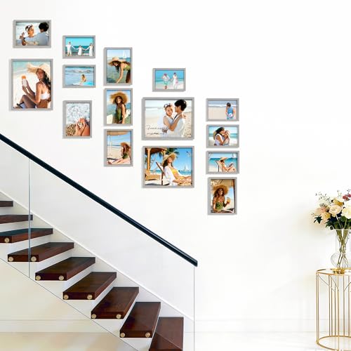 DUENPY 15 Pack Mixed Size Gallery Collage Frame Grey by DUENPY - Used condition - Image 7
