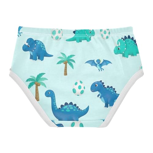 Toddler Girl Panties, Cute Blue Turquoise Dinosaurs Girls Cotton Underwear, 2T–8 Years2