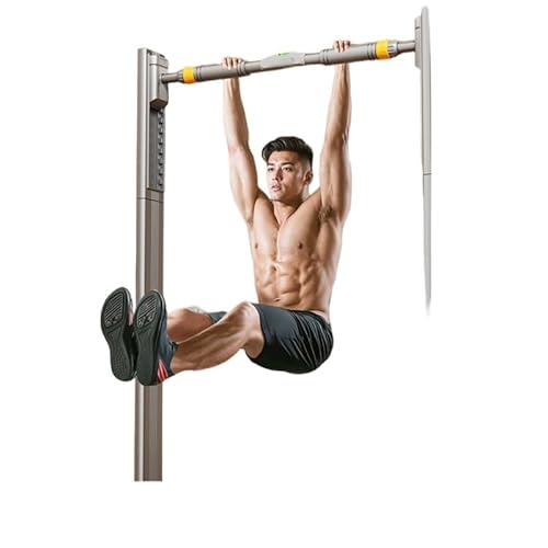 【耐荷重150kg】サポートフレーム付き ドアジム 室内懸垂バー 穴開け不要 13段階高さ調整 懸垂トレーニング ストレッチ 姿勢矯正 家庭用 筋トレ器具 滑り止めフォーム付き ステンレススチール製 (120-158cm,巾木あり)