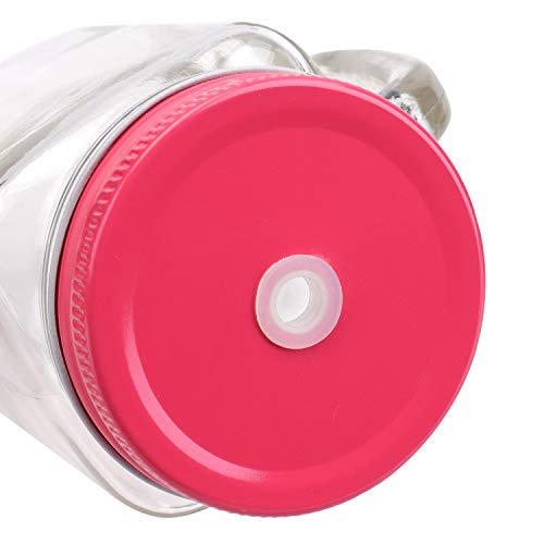 Suwimut 8 Pack 16 Oz Mason Jar Mugs With Handles Lids And Straws, Wide Mouth Clear Drinking Glass Bottle Set With Colored Metal Lids, Old Fashioned Decorative Tumbler Cups For Kids And Adults #TOP2